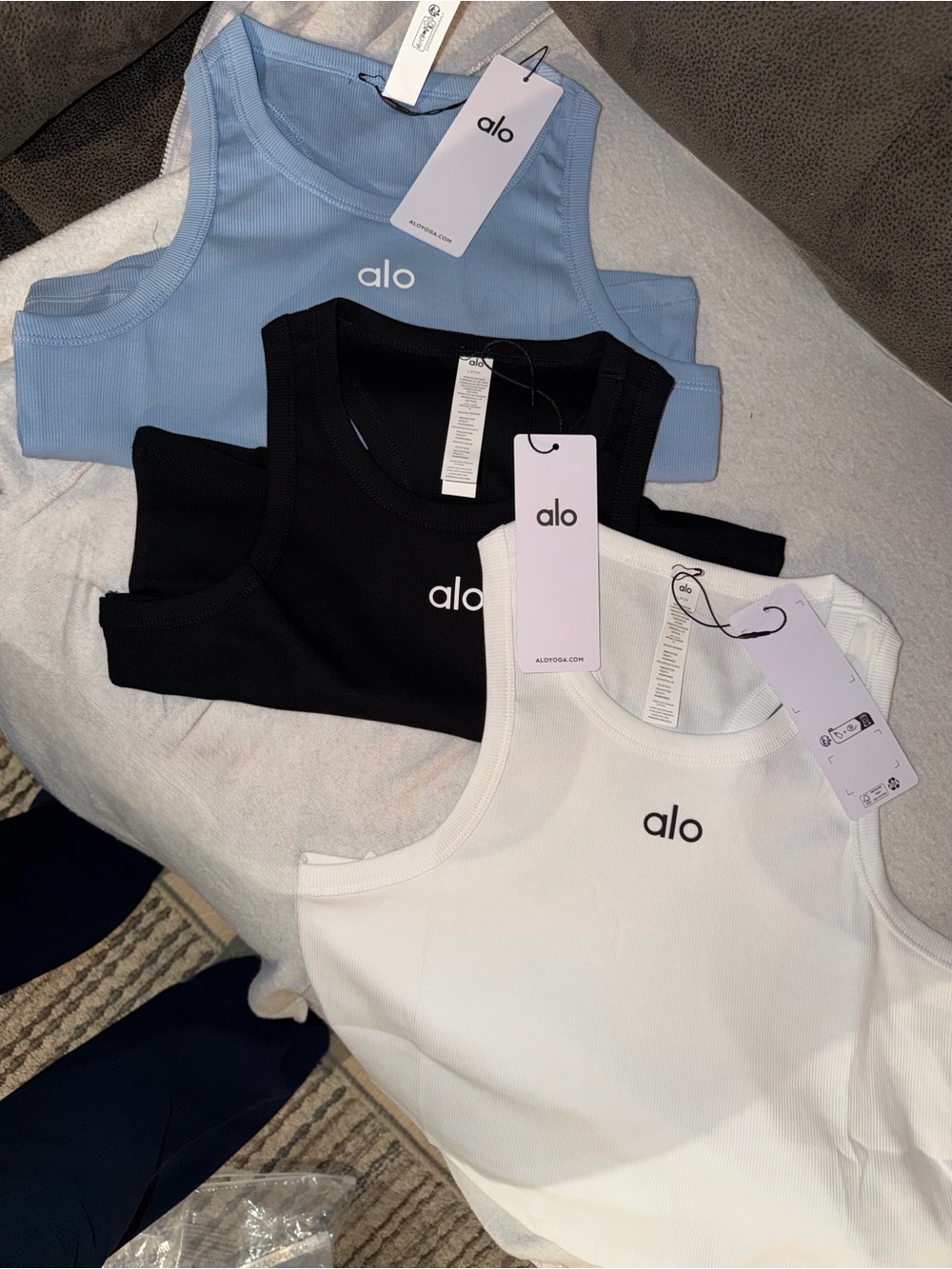 Tank Top Set - Light Blue, Black & White